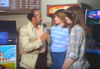 Melvin Grier interviews contestants, Nickels & Dimes at Galley and Circle, 1984